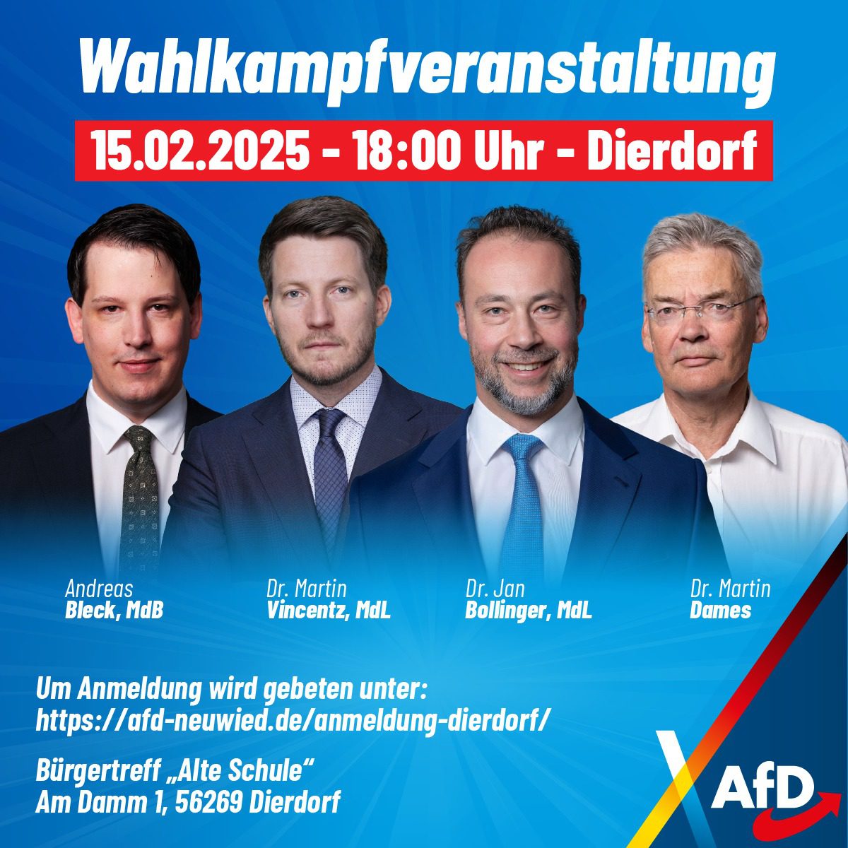 Andreas Bleck, Dr. Martin Vincentz, Dr. Jan Bollinger und Dr. Martin Dames stellen sich den Fragen der Bürger